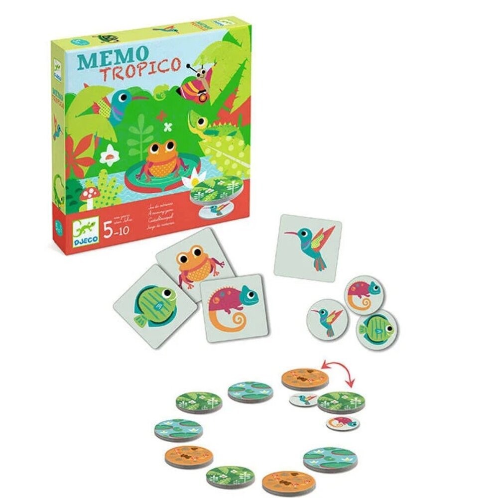 Djeco Memory Game - Memo Tropico for 5 - 10 Years Multilingual New Sealed